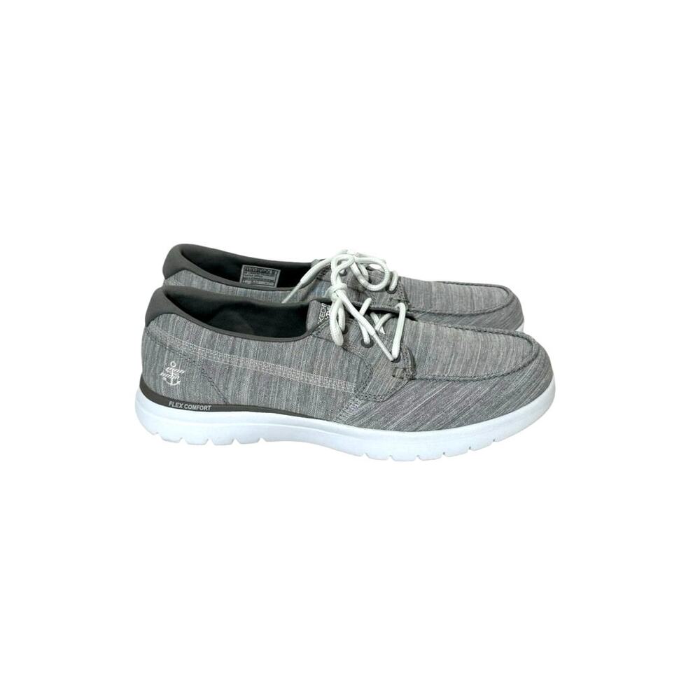 Skechers Women’s Size 9.5 WIDE Go Ashore Slip On Stretch Lace Casual Shoes Gray